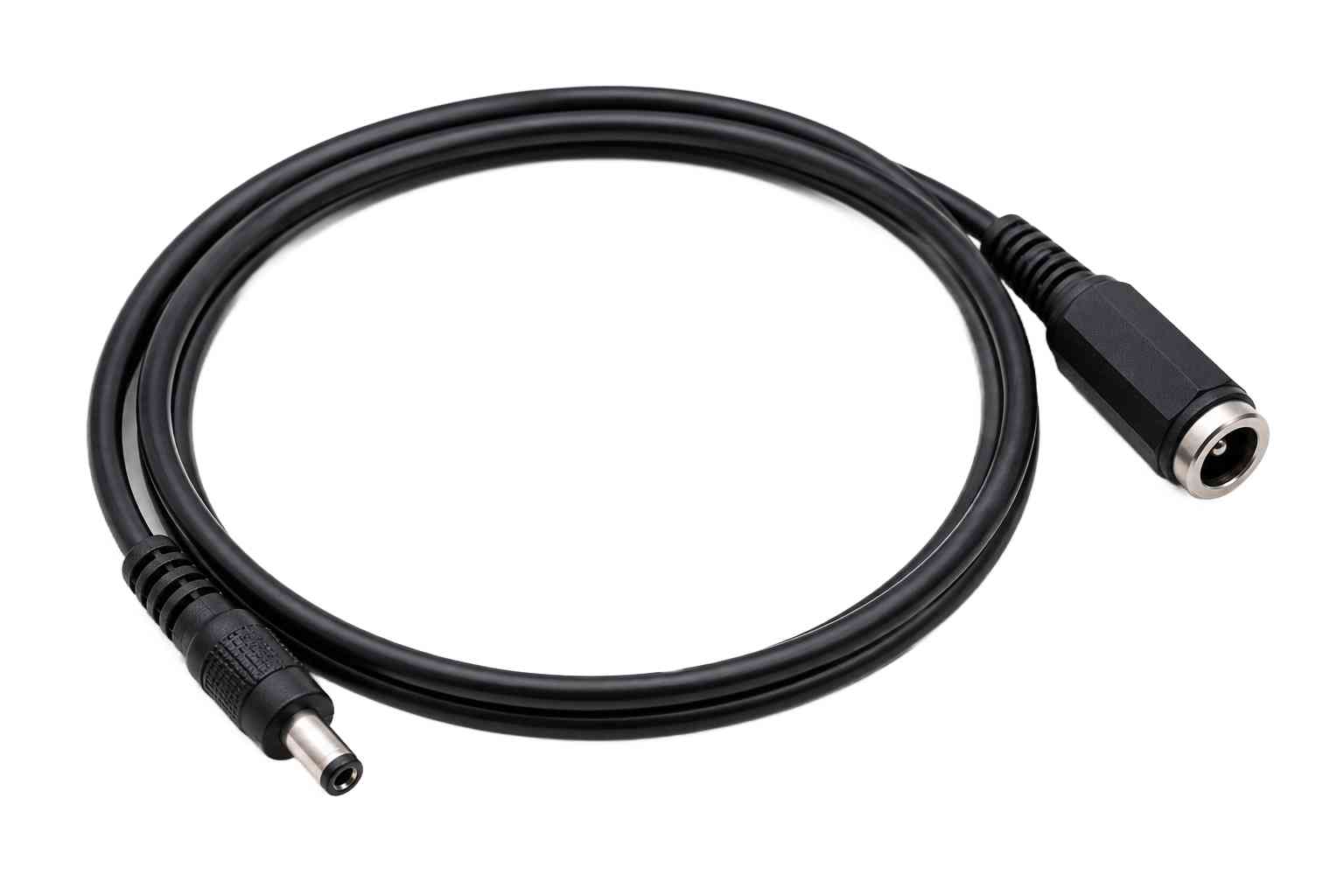 DC prodlužovací kabel 1m černý 2,1/5,5mm - samec a samice na obou koncích